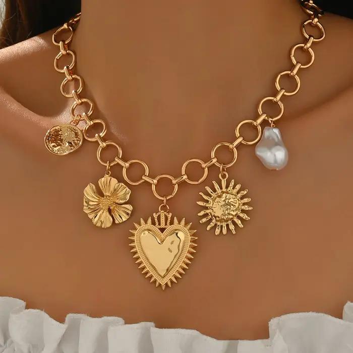 Collier avec pendentif cœur plaqué or pour femme