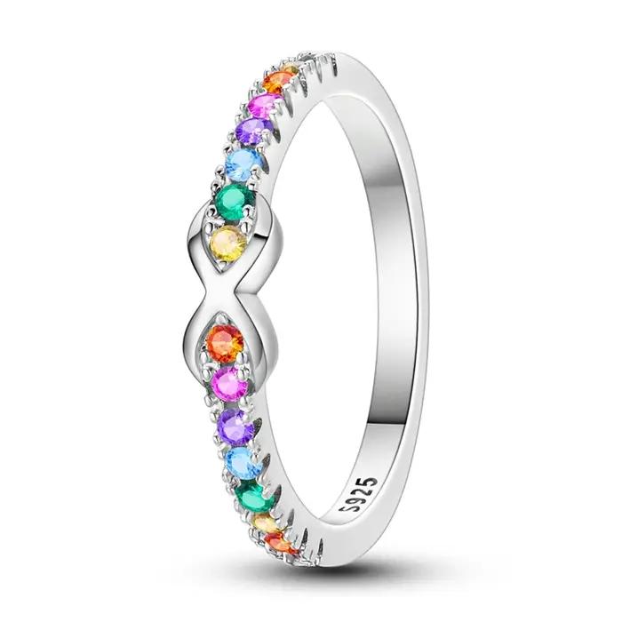 Bagues originales en argent Sterling 925, couleur arc-en-ciel, bagues en Zircon infini pour femmes et filles, bijoux cadeaux d'anniversaire