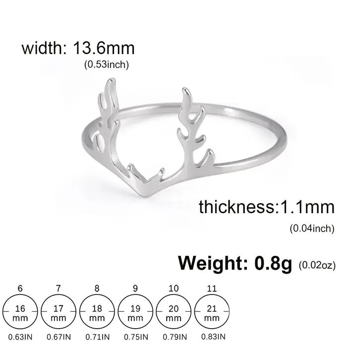 LIKGREAT-Bague en bois de renne simple pour homme et femme, bijoux en acier inoxydable, wapiti, cerf