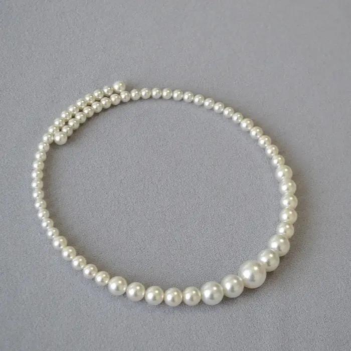Collier ras du cou rond français élégant en perles artificielles, haute luminosité, Simple, haut de