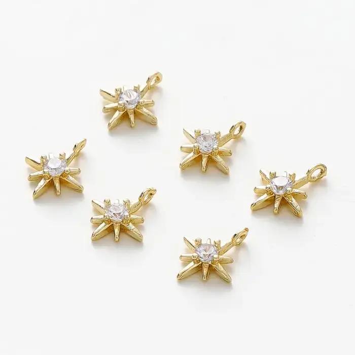 10 pièces/lot 18K couleurs or strass hexagramme étoiles pendentifs en laiton Bracelet breloque décoration pour collier fabrication de bijoux trouver