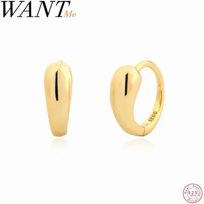 WANTME 925 en argent Sterling mode Simple Punk français Huggies boucles d'oreilles pour les femmes élégant polyvalent