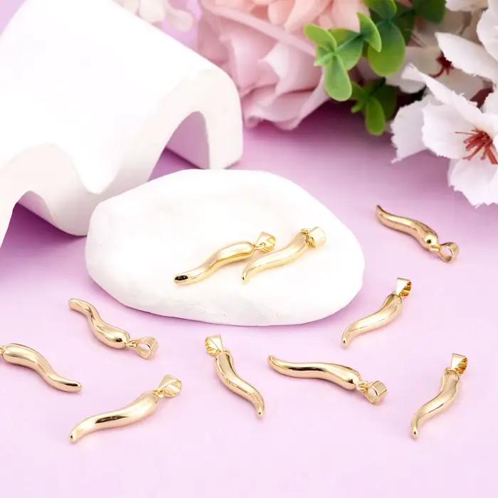 Pandahall – pendentifs en laiton en forme de corne de abondance, avec attaches à clipser, plaqué or, breloques en forme de corne pour collier, fabrication de bijoux, cadeau, 10 pièces