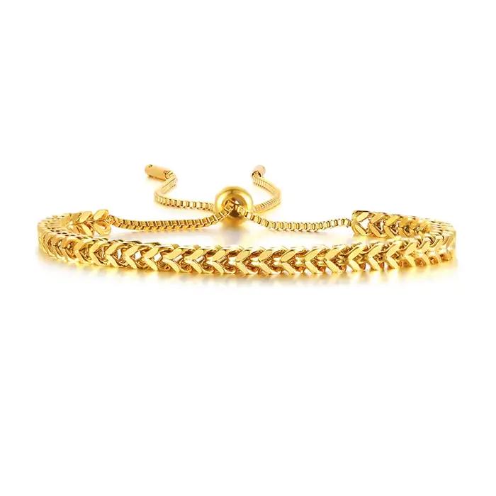 Bracelet hommes chaîne française 3mm, lien coulissant en acier inoxydable a Bracelets réglables pour hommes femmes bijoux