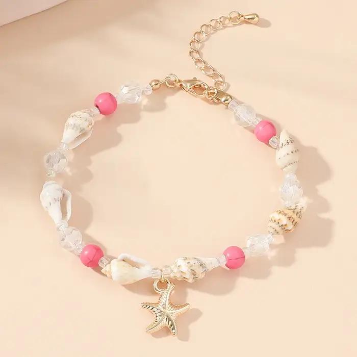 Bracelets de cheville bohémiens avec étoiles de mer et conques pour femmes occasions spéciales plage été jours festifs