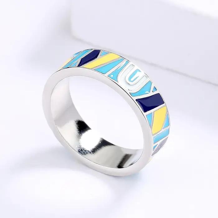 Bague Classique Simple en Émail pour Femme