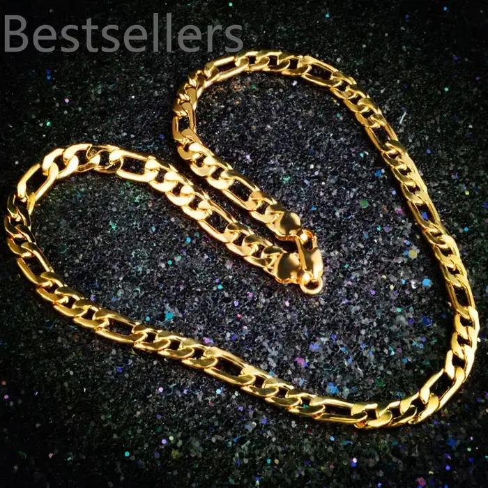 Colliers en or 18 carats de haute qualité, 20 pouces, classiques, 4 mm, collier latéral pour hommes, bijoux de mode, cadeaux, fête de mariage, ne se décolore pas