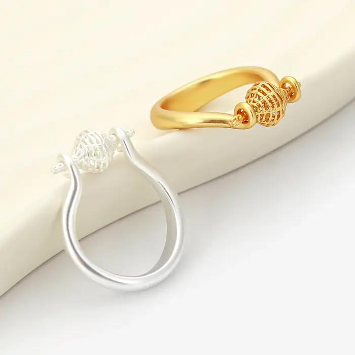 Bague gourde rétro en maille creuse plaquée or 18 carats pour femmes, design audacieux et élégant, idéal pour les occasions spéciales et le quotidien