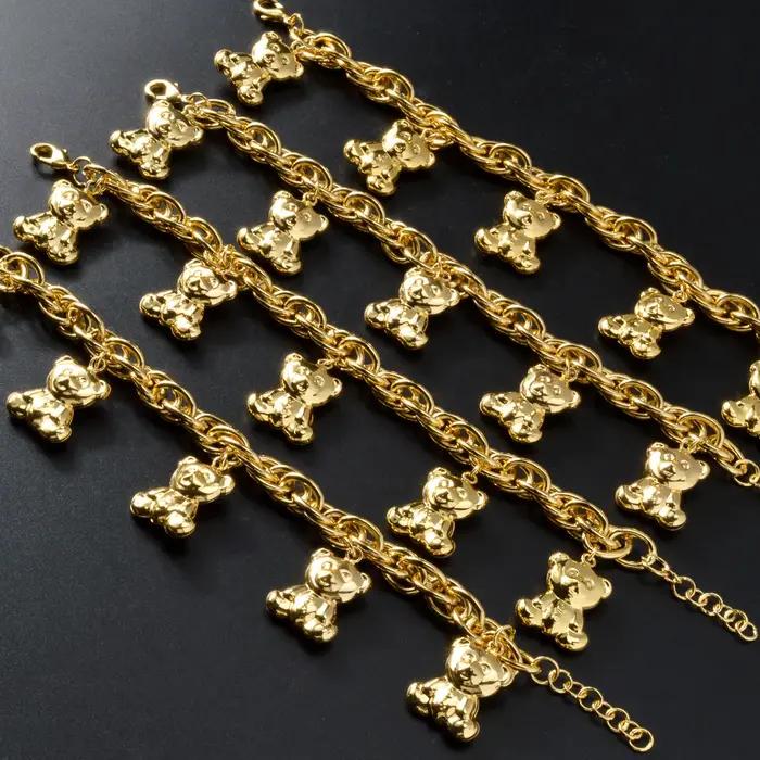 Bracelet à breloques en forme d'animaux de compagnie plaqué or pour femmes occasions spéciales fantaisie douceur