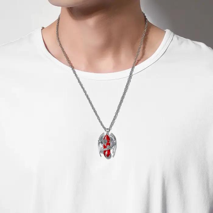 Eudora Dragon Twining Hexagonal cornaline naturelle prismatique collier Punk pierre de guérison pendentif bijoux fins pour femmes homme cadeau