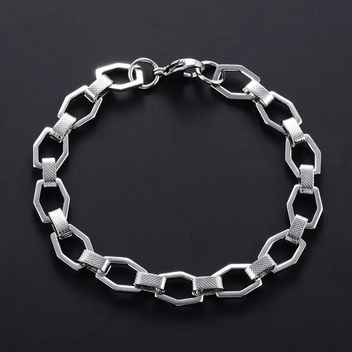 Bracelet géométrique en acier inoxydable fait à la main, chaîne hexagonale à maillons pour femmes et