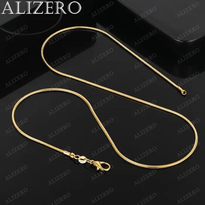 ALIZERO – colliers chaîne serpent en or 18 carats, 2mm, 16/18/20/22/24/26/28/30 pouces, bijoux fins