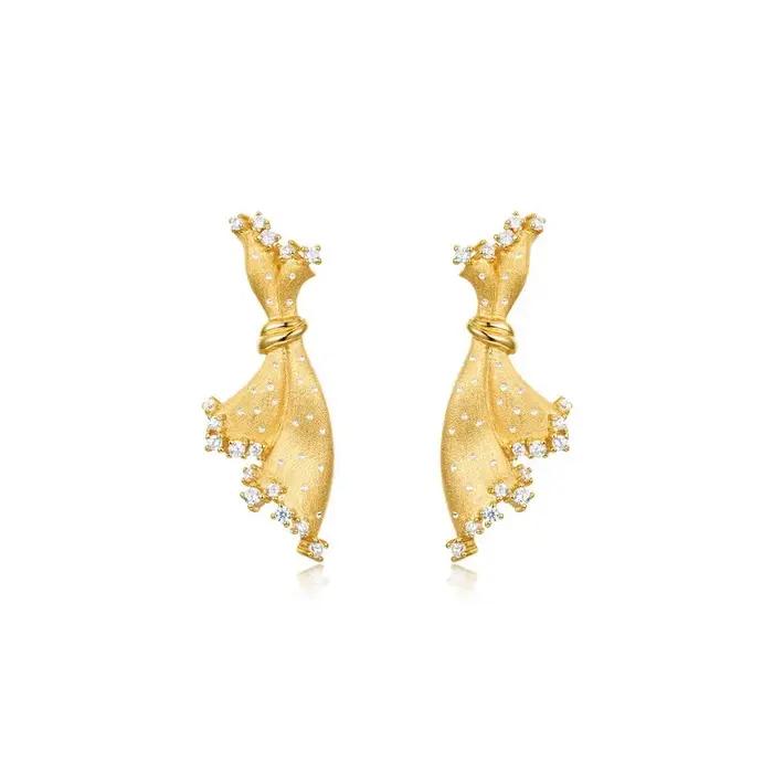 Mode luxe artisanat italien robe brossé goutte balancent grosses boucles d'oreilles pour les femmes Style cour européen oreille goujon audacieux bijoux fins