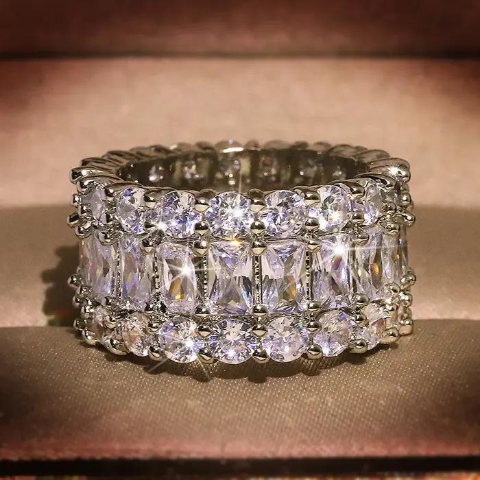 Bague en argent 925 avec Zircon brillant AAA pour femmes