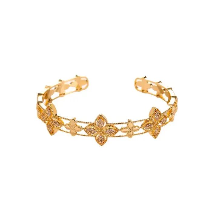 Bracelet manchette fantaisie feuille de trèfle