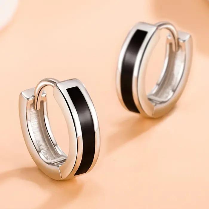 Boucles d'oreilles rondes simples en argent sterling 925 pour femmes