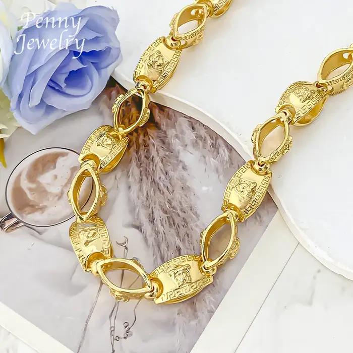 Collier doré HIPUNK plaqué or 18 carats pour hommes style Y2K occasions spéciales soirées cérémonies fiançailles mariages