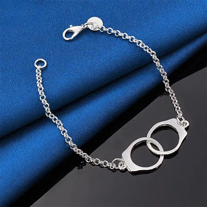 Menottes et bracelets exquis en argent sterling 925 de 8 pouces