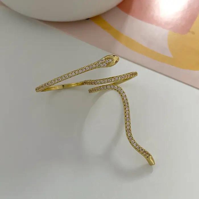 JWER Hip Hop Punk strass serpent anneaux pour femmes Cool Bijoux réglable cristal Double bagues mariages fête