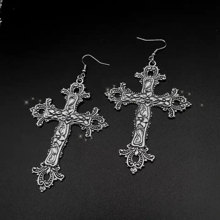 Boucles d'oreilles croisées gothiques baroques vintage pour femmes style punk accessoire gothique Y2K grunge occasions spéciales