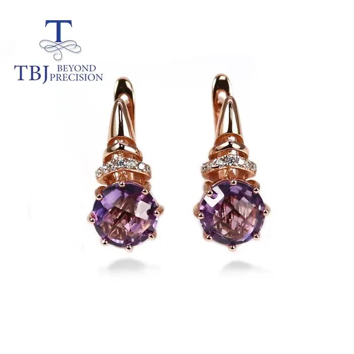 Boucles d'oreilles en amethyste naturelle avec 925 argent sterling design simple et style brésilien pour femmes occasions formelles elegance distinction
