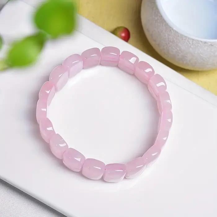 Bracelet en Quartz Rose naturel, bracelet en cristal naturel, cadeau de Festival, donnez aux parents et aux amis en cadeau, 1 pièce