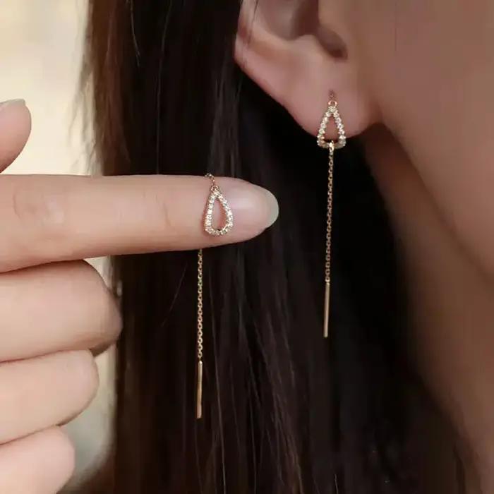 Boucles d'oreilles longues suspendues pour femmes, ligne d'oreille exquise, cristal Zircon, abeille,