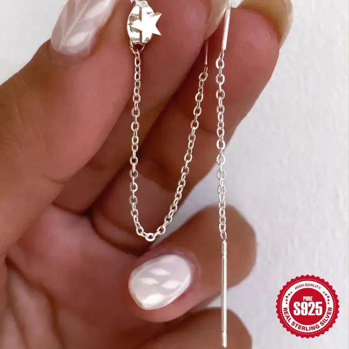 Boucles d'oreilles longues en argent regardé 925 pour femme