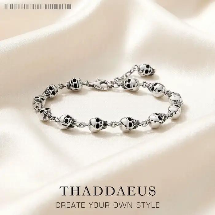 Bracelets Punk en argent Sterling 925 pour hommes et femmes, chaîne à maillons, tête de mort, bijoux