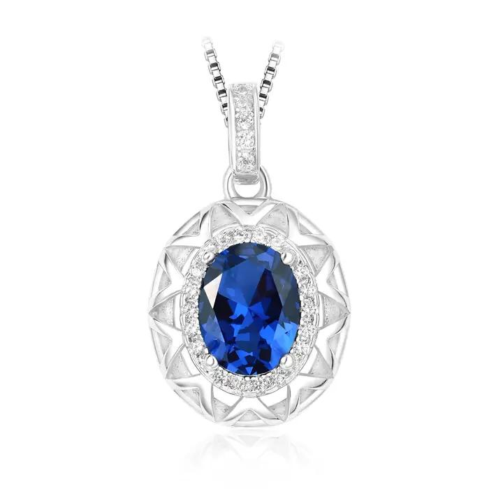 Collier pendentif Potiy en saphir synthétique 1,75 ct en argent sterling 925 pour femme bijou quotidien mariage fête