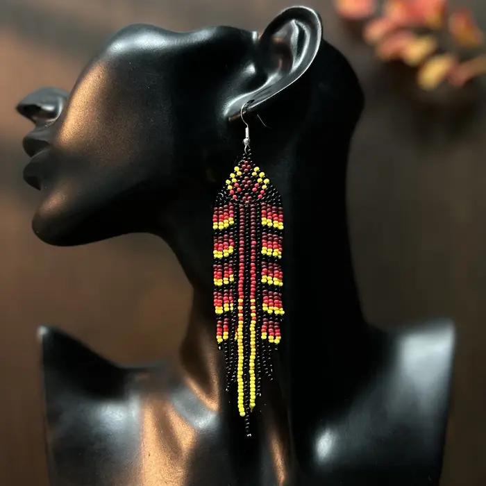 Boucles d'oreilles pendantes géométriques à franges