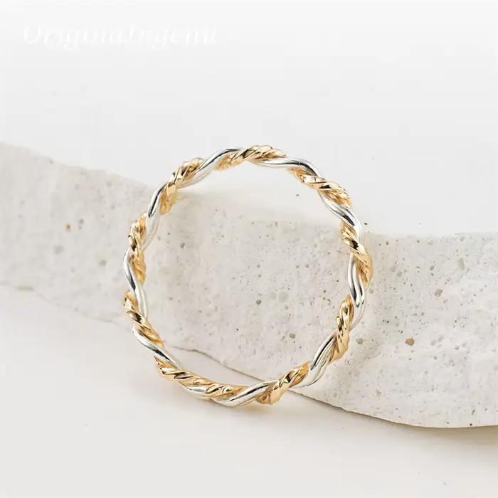 Bague tissée en argent 925 véritable pour femmes