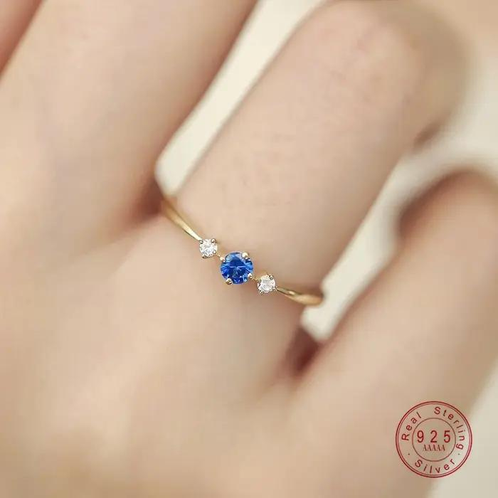 Bague en argent Sterling 925 plaqué or 14K pour femmes