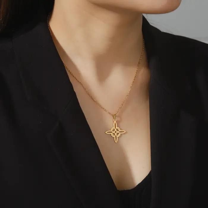 Skyrim Wicca sorcellerie noeud de sorcière collier en acier inoxydable colliers ras du cou Vintage amulette surnaturelle bijoux cadeau pour les femmes