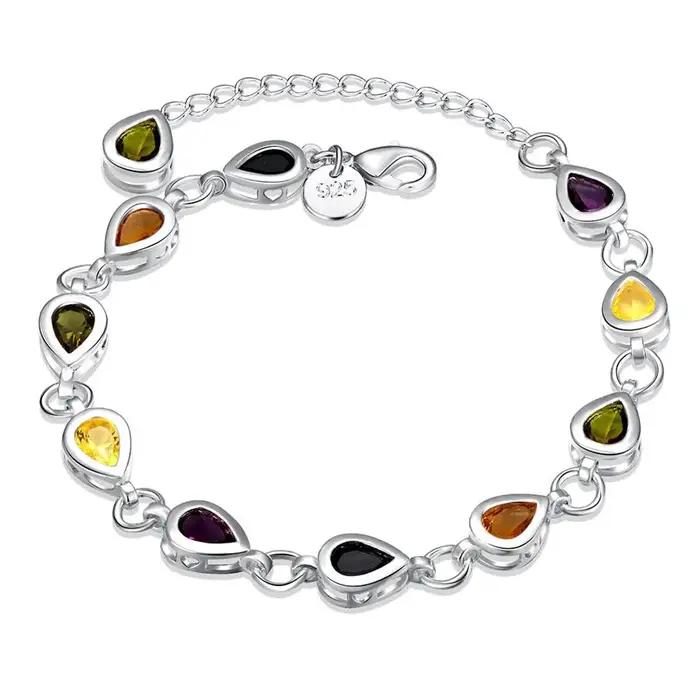 Noble Fine 925 en argent Sterling élégant charme Bracelets Zircon chaîne cristal bijoux mode pour les femmes de mariage dame