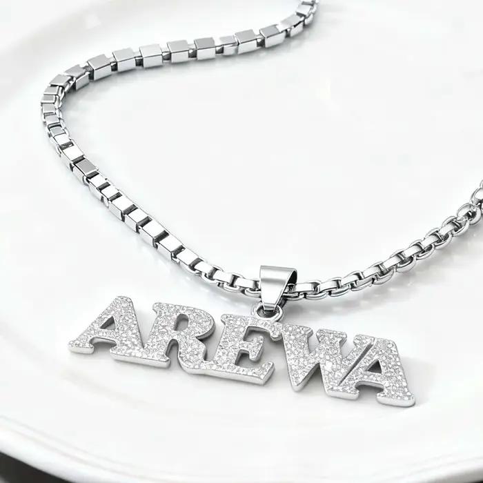 Grand collier scintillant couleur or Hip Pop Rock nom personnalisé pendentif personnalisé cadeau pou