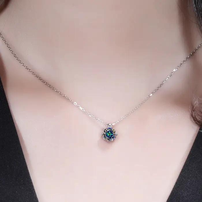 Neequer1CT-Collier pendentif en véritable moissanite pour femme