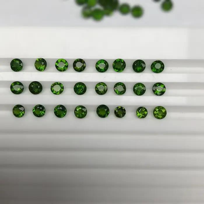 Diopside naturel, pierre brute ronde taillée de 5 mm, vert émeraude, pour bagues, boucles d'oreilles, colliers, accessoires de bijoux DIY