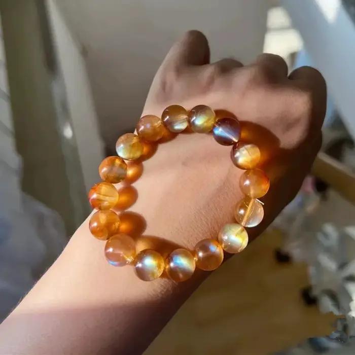 Bracelet en Pierres Précieuses d'Andésine Orange Naturelle