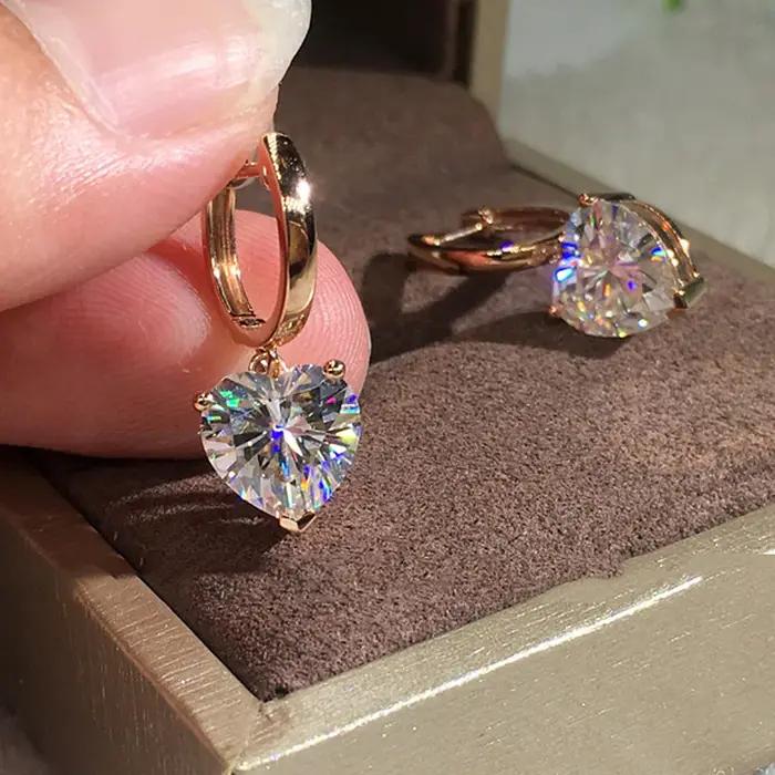 Boucles d'Oreilles Pendantes en Forme de Cœur Cubique pour Femme