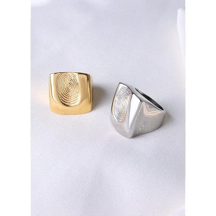 Bague punk en acier inoxydable plaqué or avec design irrégulier pour femmes, mode et soirées spéciales