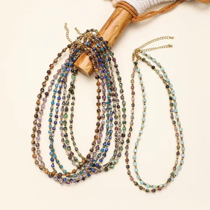 ZMZY 4MM pierre exquise Vintage pierre naturelle perles collier femmes empilées bijoux Boho bijoux cadeaux cou accessoires