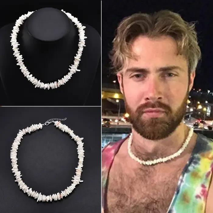 Collier de conque blanche pour femmes et hommes