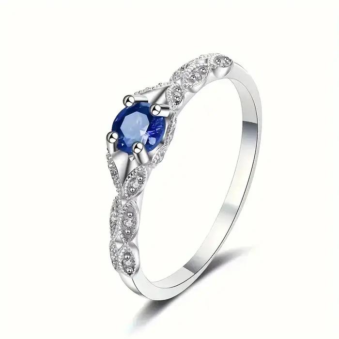 Bague en argent sterling 925 avec zircone pour femme