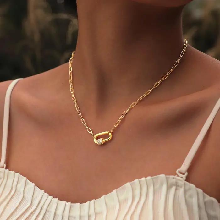 Collier pendentif trombone plaqué or JO18 carats pour femme