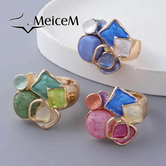 Bague en émail coloré réglable pour femmes, bijoux en résine géométrique mode, cadeau de fête de luxe, nouveauté 2024 occassions spéciales
