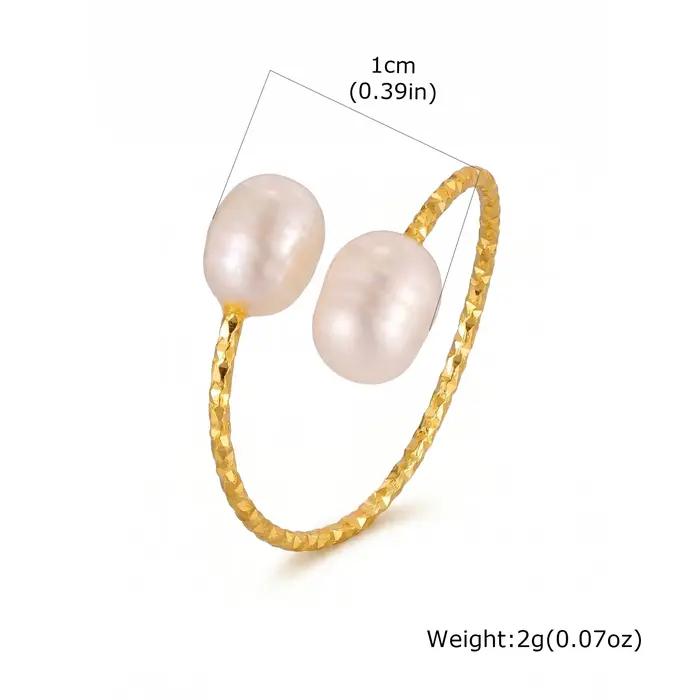 Bague en perle d'eau douce naturelle pour femmes, anneaux ouverts en perles véritables, plaqué or 14