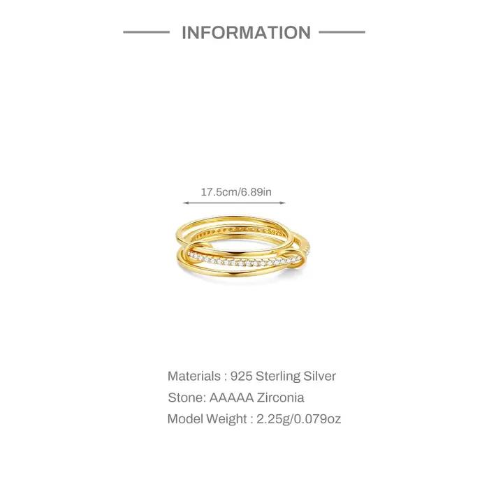 CANNER – bague classique empilée à trois couches en argent Sterling 925 pour femmes, minimaliste, exquise, bijoux fins, cadeau de fête, 1 pièce