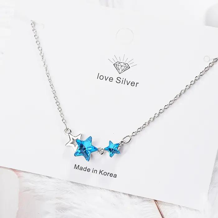 Collier pendentif étoile brillante en argent regardé 925 pour femmes et filles