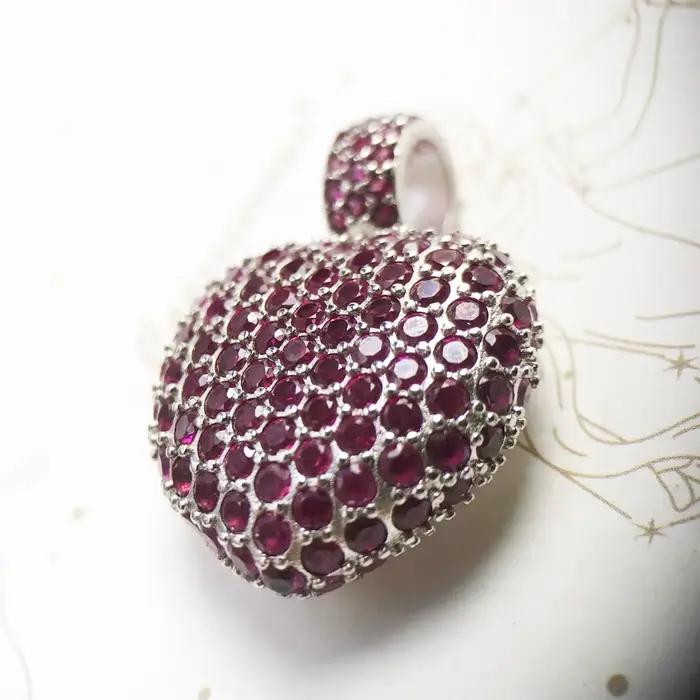 Pendentif rouge CZ coeur printemps marque mode Bijoux romantiques Style européen Bijoux accessoires cadeau pour âme femme